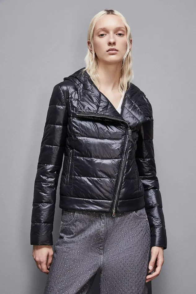 Patrizia Pepe Outerwear Nylon Down Proof Hooded Down Jacket Black 8211 Women