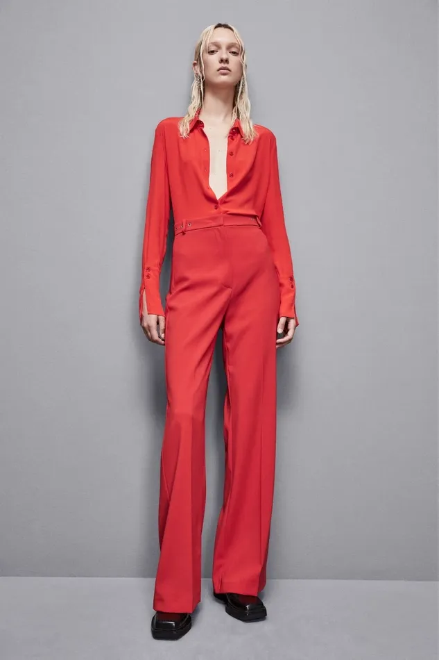 Patrizia Pepe Pants and Jeans Essential Crepe PalazzoFit Pants Red 8211 Women