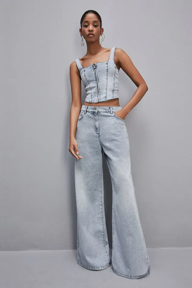 Patrizia Pepe Pants and Jeans Low Rise Oversized Denim Jeans Light Blue 8211 Women