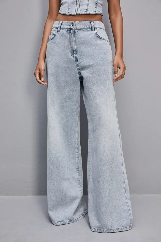 Patrizia Pepe Pants and Jeans Low Rise Oversized Denim Jeans Light Blue 8211 Women