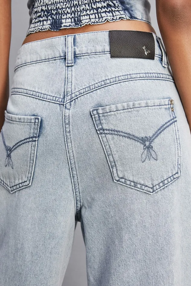 Patrizia Pepe Pants and Jeans Low Rise Oversized Denim Jeans Light Blue 8211 Women