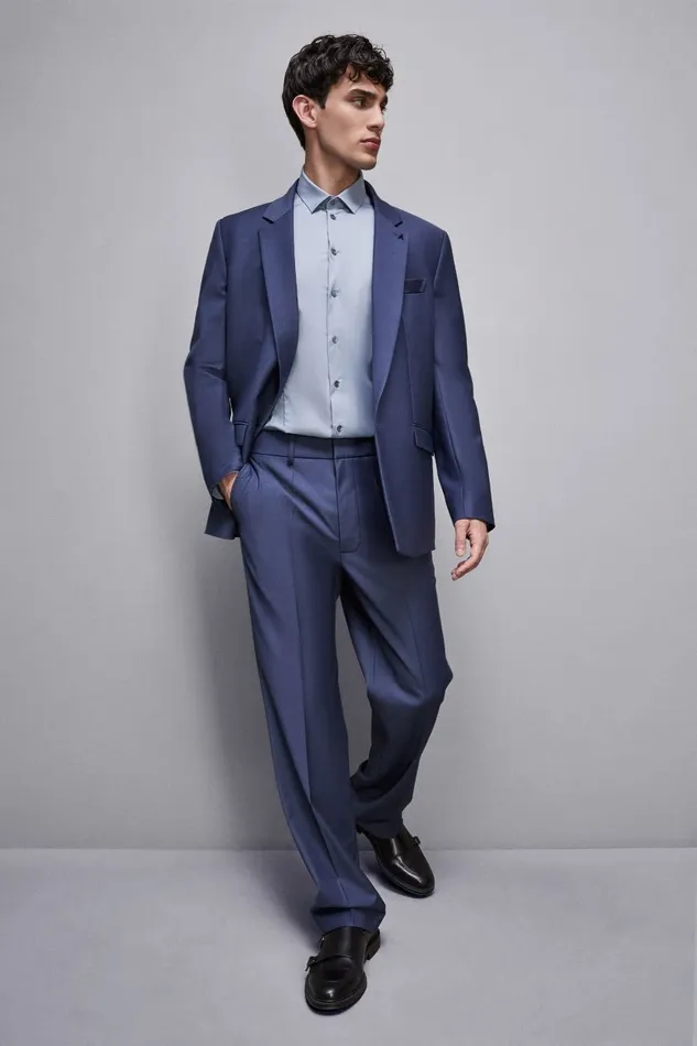 Patrizia Pepe Pants StraightFit Cool Wool Pants Blue 8211 Men