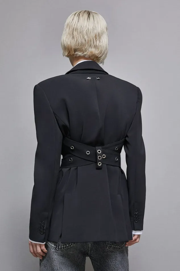 Patrizia Pepe Tailleur BoyfriendCut Crepe Blazer Black 8211 Women