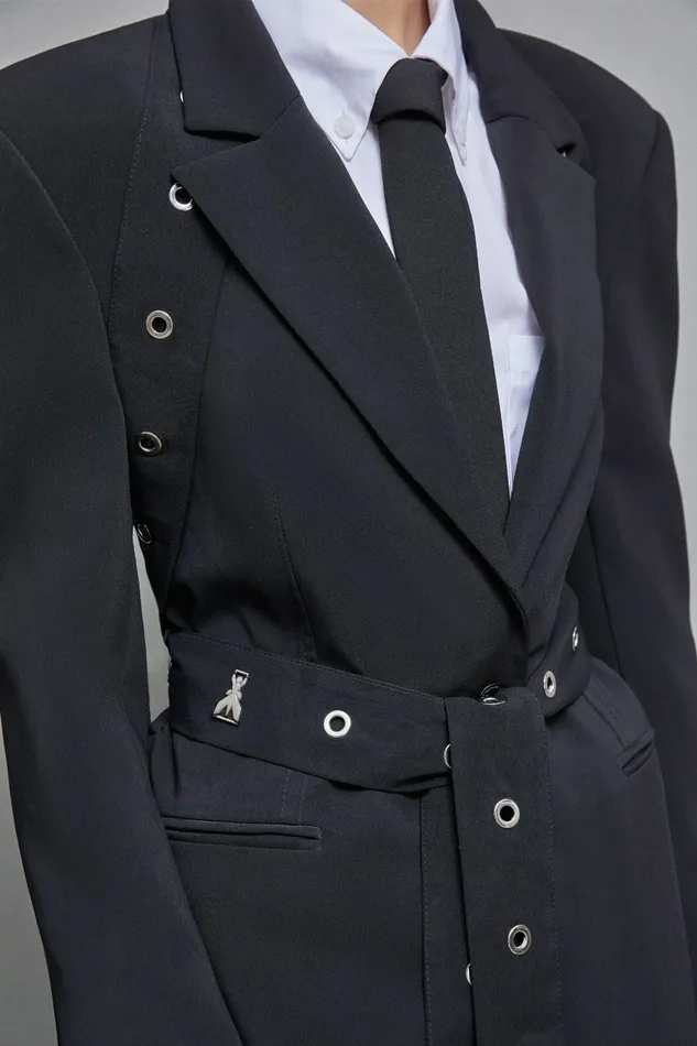 Patrizia Pepe Tailleur BoyfriendCut Crepe Blazer Black 8211 Women
