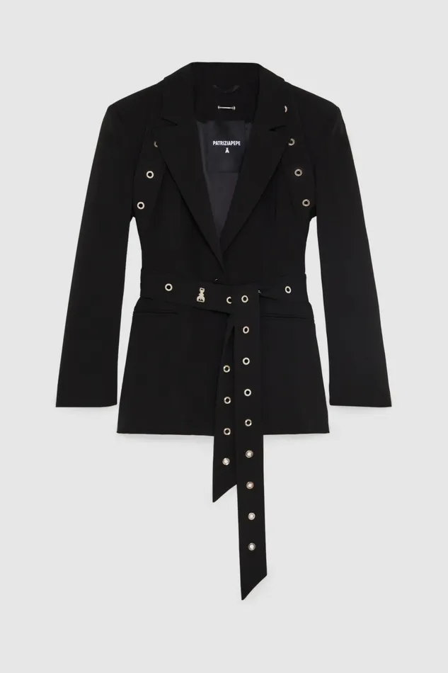 Patrizia Pepe Tailleur BoyfriendCut Crepe Blazer Black 8211 Women