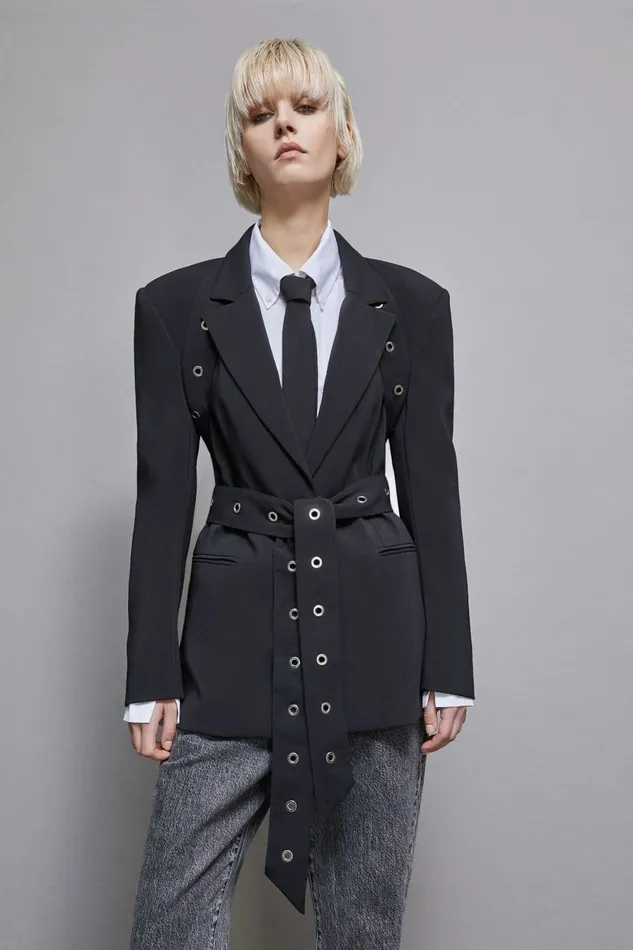 Patrizia Pepe Tailleur BoyfriendCut Crepe Blazer Black 8211 Women