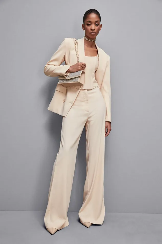 Patrizia Pepe Tailleur Essential Crepe PalazzoFit Pants Beige 8211 Women