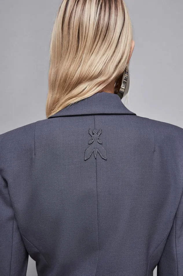 Patrizia Pepe Tailleur Stretch Wool Gabardine Jacket Grey 8211 Women