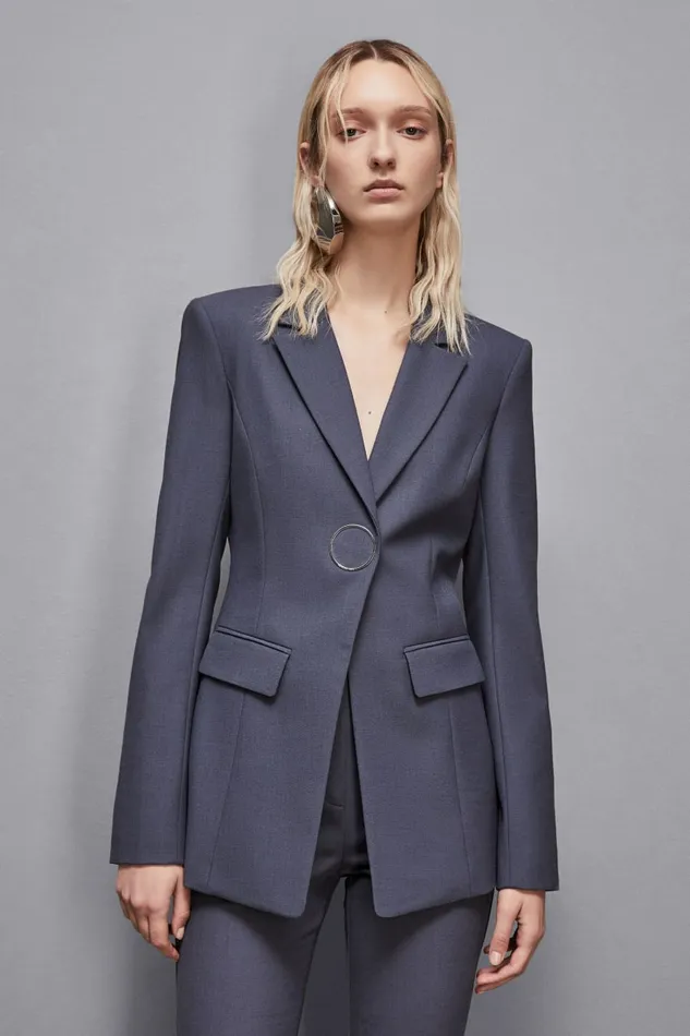 Patrizia Pepe Tailleur Stretch Wool Gabardine Jacket Grey 8211 Women