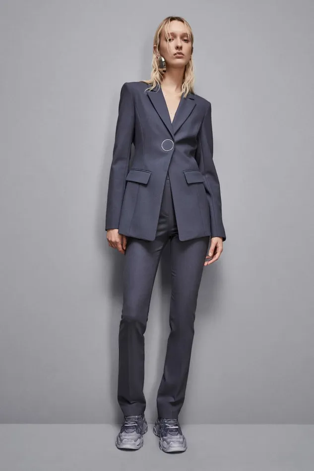 Patrizia Pepe Tailleur Stretch Wool Gabardine Jacket Grey 8211 Women