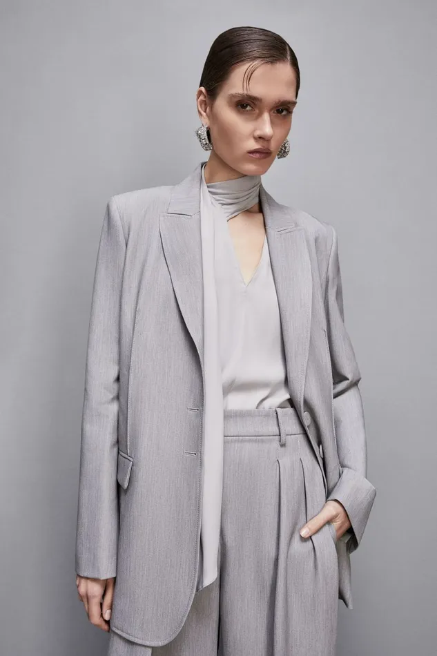 Patrizia Pepe Tailleur TwoButton Jacket Grey 8211 Women