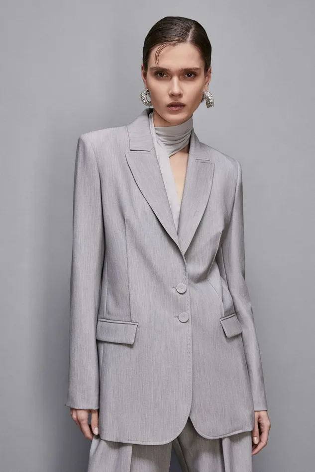 Patrizia Pepe Tailleur TwoButton Jacket Grey 8211 Women