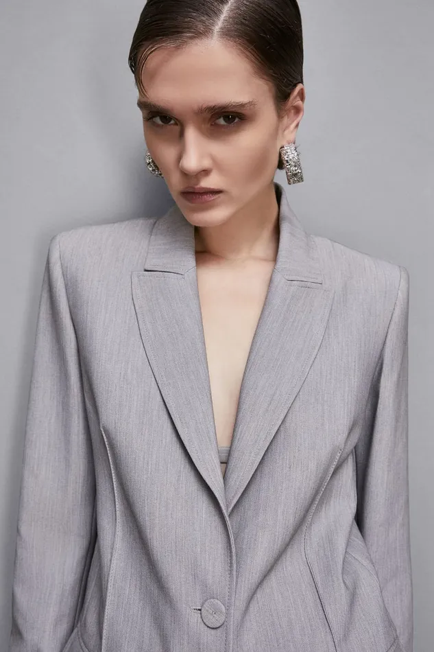 Patrizia Pepe Tailleur TwoButton Jacket Grey 8211 Women