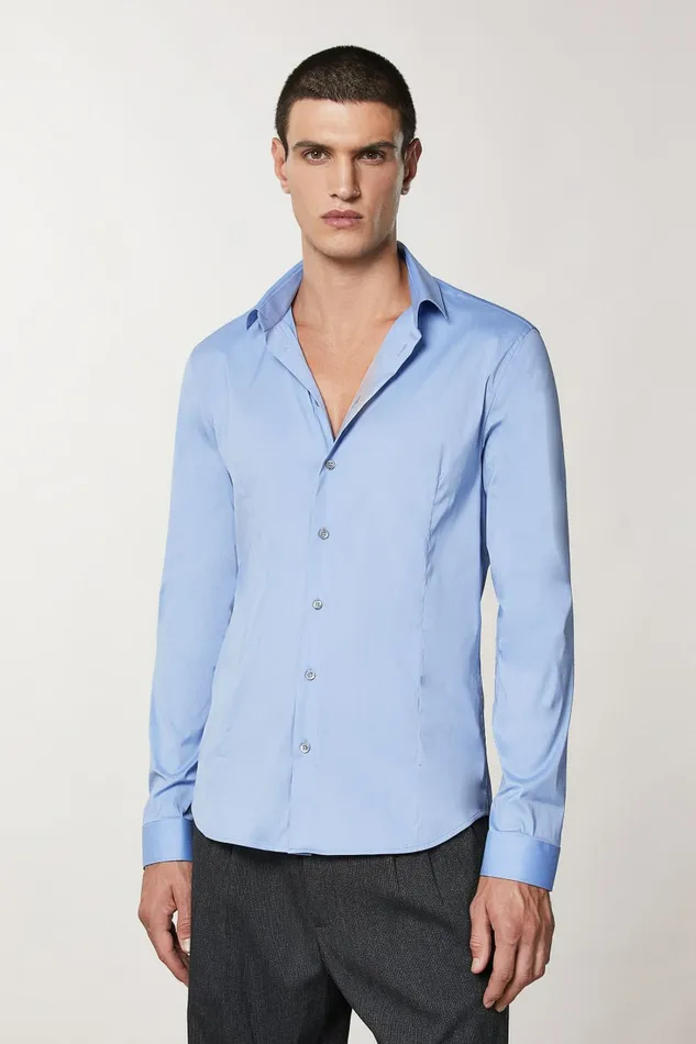 Patrizia Pepe Tops and Shirts Cotton Poplin Regular Shirt Light Blue 8211 Men Patrizia Pepe Tops and Shirts Cotton Poplin Regular Shirt Light Blue 8211 Men