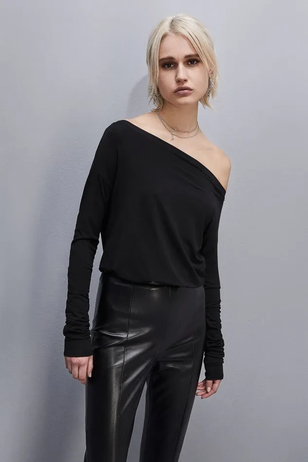 Patrizia Pepe Tops Essential LongSleeved TShirt Black 8211 Women