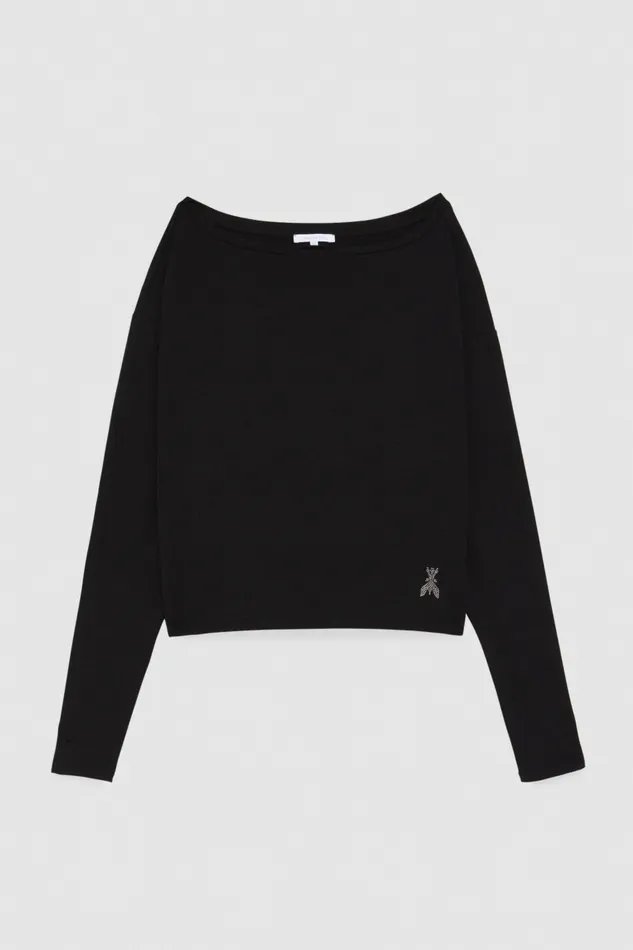 Patrizia Pepe Tops Essential LongSleeved TShirt Black 8211 Women