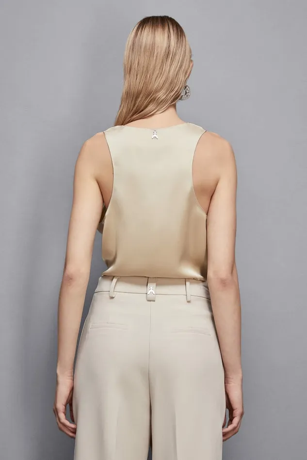 Patrizia Pepe Tops Shiny Satin Blouse Beige 8211 Women