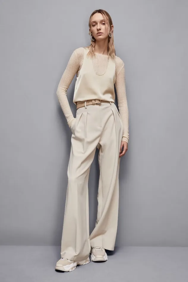 Patrizia Pepe Tops Shiny Satin Blouse Beige 8211 Women