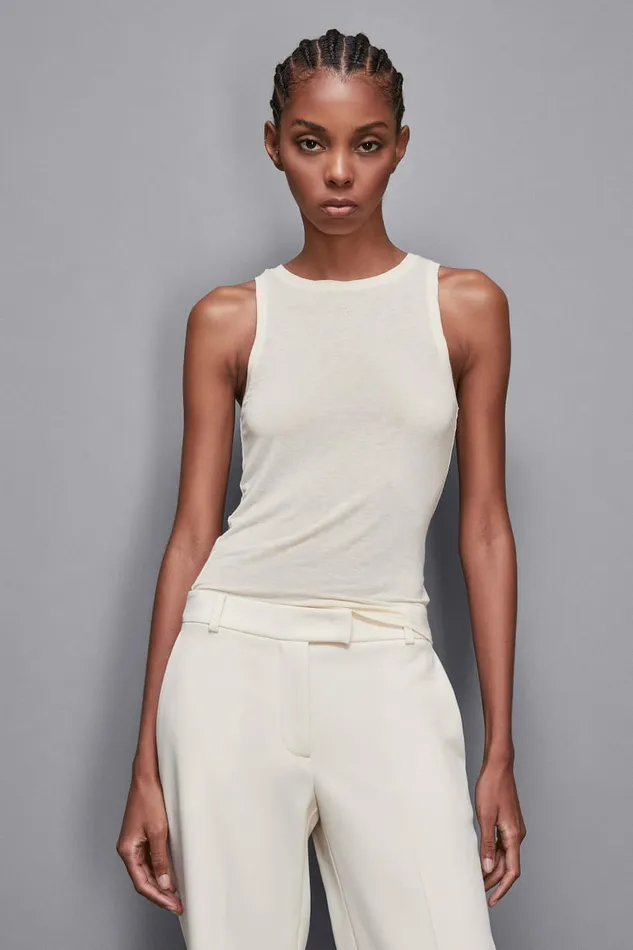 Patrizia Pepe Tops Slim Fit Jersey Tank Top Beige 8211 Women