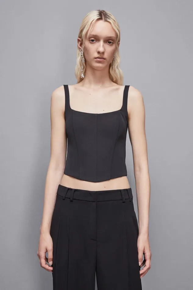 Patrizia Pepe Tops Stretch Fabric Bustier Top Black 8211 Women