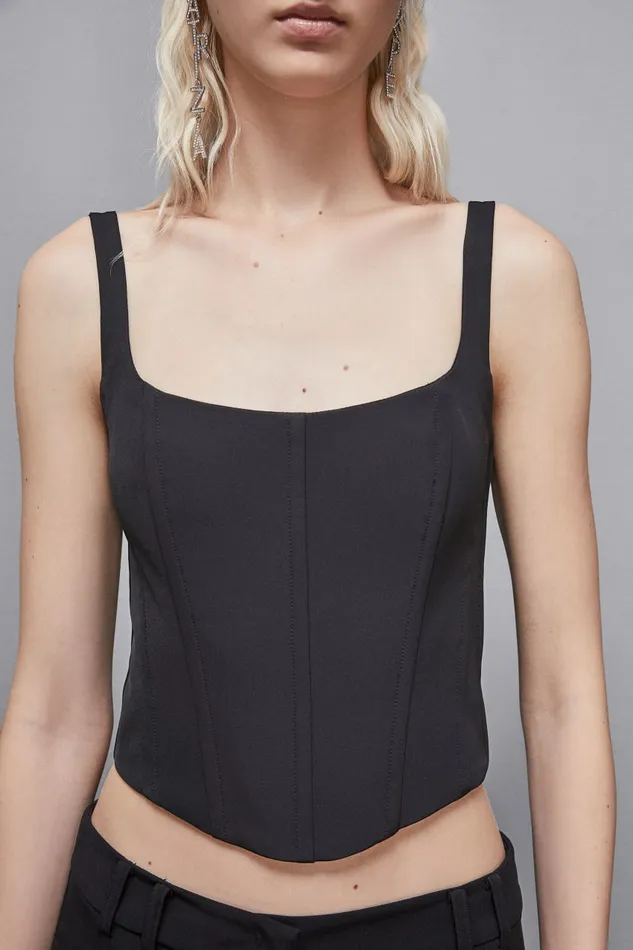 Patrizia Pepe Tops Stretch Fabric Bustier Top Black 8211 Women