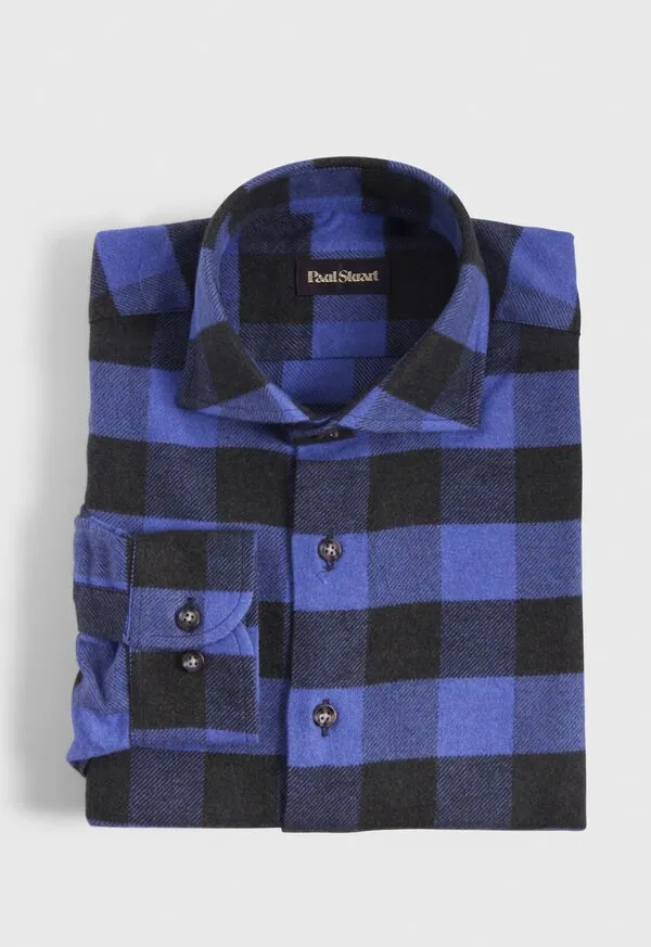Paulstuart Flannel Buffalo Check Sport Shirt Mustard Mens Sport Shirts