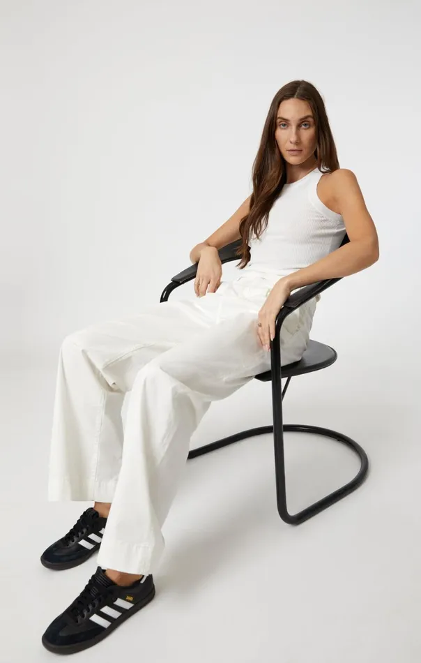 Pera Pleated Wide Leg In OffWhite Light Twill Women Mavi Jeans Pants