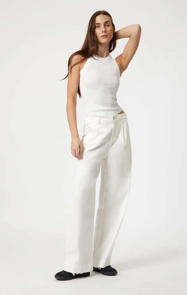 Pera Pleated Wide Leg In OffWhite Light Twill Women Mavi Jeans Pants Pera Pleated Wide Leg In OffWhite Light Twill Women Mavi Jeans Pants