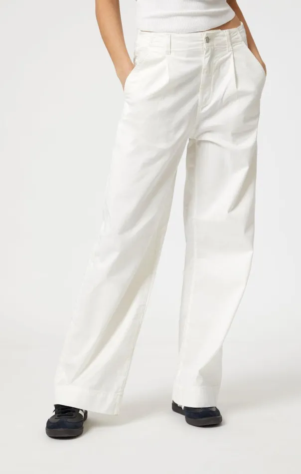 Pera Pleated Wide Leg In OffWhite Light Twill Women Mavi Jeans Pants Pera Pleated Wide Leg In OffWhite Light Twill Women Mavi Jeans Pants