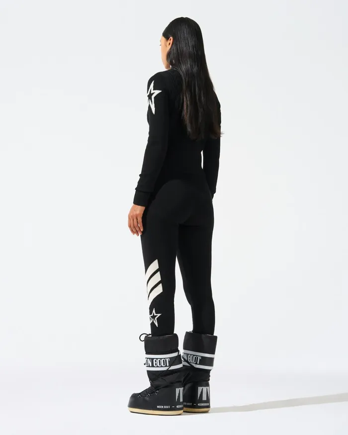 Perfect Moment Cable Merino Wool Sweater Black Women Tops