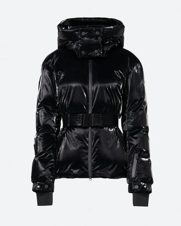 Perfect Moment Candice Down Parka Jacket Black Liquid Women Jackets