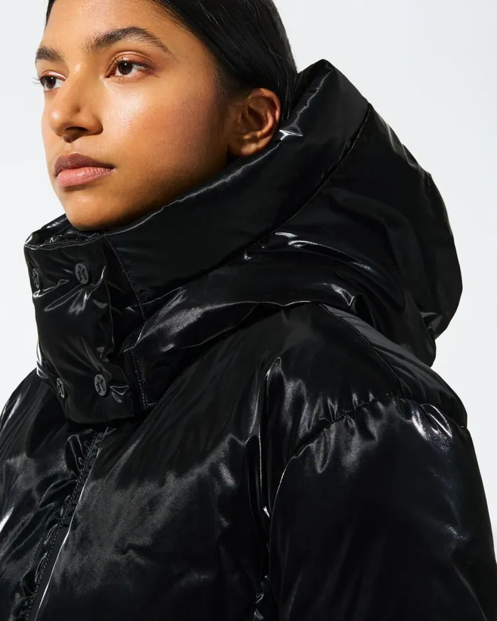 Perfect Moment Candice Down Parka Jacket Black Liquid Women Jackets