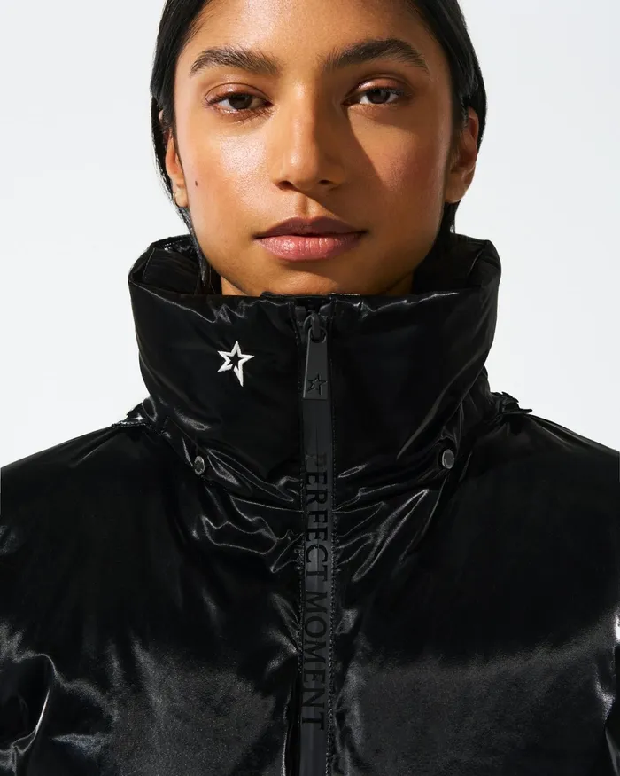 Perfect Moment Candice Down Parka Jacket Black Liquid Women Jackets