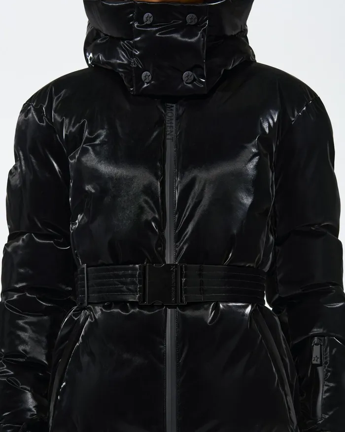 Perfect Moment Candice Down Parka Jacket Black Liquid Women Jackets