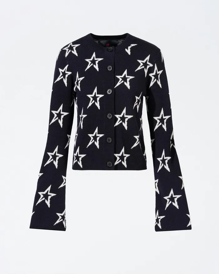 Perfect Moment Chalet Merino Wool Cardigan Navy Women Tops