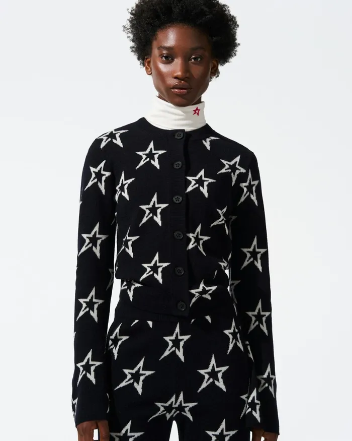 Perfect Moment Chalet Merino Wool Cardigan Navy Women Tops