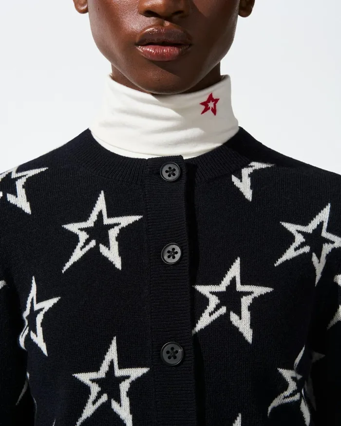 Perfect Moment Chalet Merino Wool Cardigan Navy Women Tops