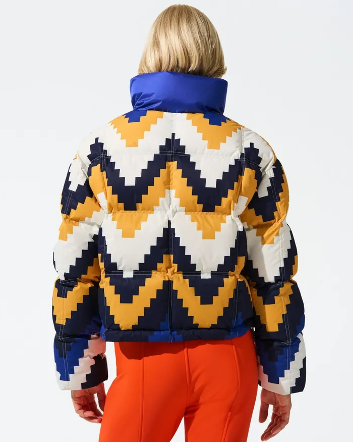 Perfect Moment Chevron Nevada Down Jacket Canary Yellow Chevron Print Women Jackets
