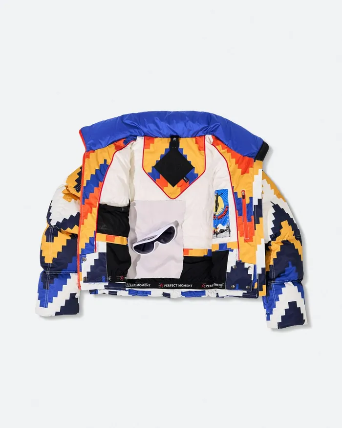 Perfect Moment Chevron Nevada Down Jacket Canary Yellow Chevron Print Women Jackets