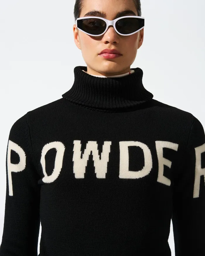 Perfect Moment Powder Merino Wool Sweater Black Women Tops
