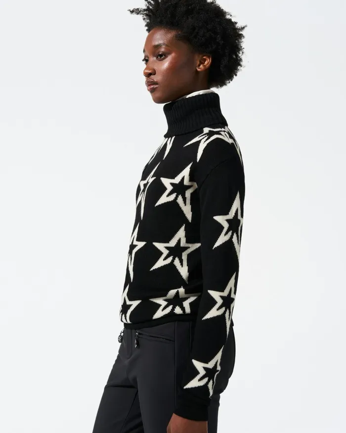 Perfect Moment Star Dust Merino Wool Sweater Black Women Tops