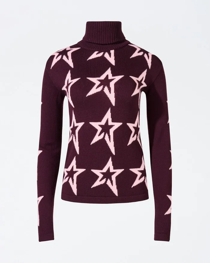 Perfect Moment Star Dust Merino Wool Sweater Burgundy Women Tops