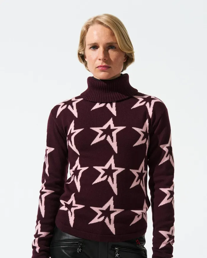 Perfect Moment Star Dust Merino Wool Sweater Burgundy Women Tops