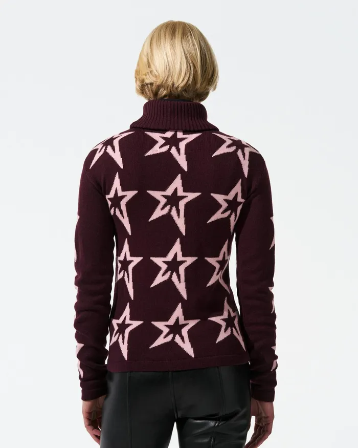 Perfect Moment Star Dust Merino Wool Sweater Burgundy Women Tops