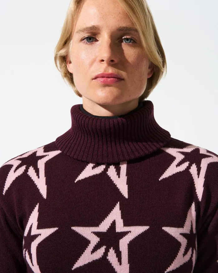 Perfect Moment Star Dust Merino Wool Sweater Burgundy Women Tops