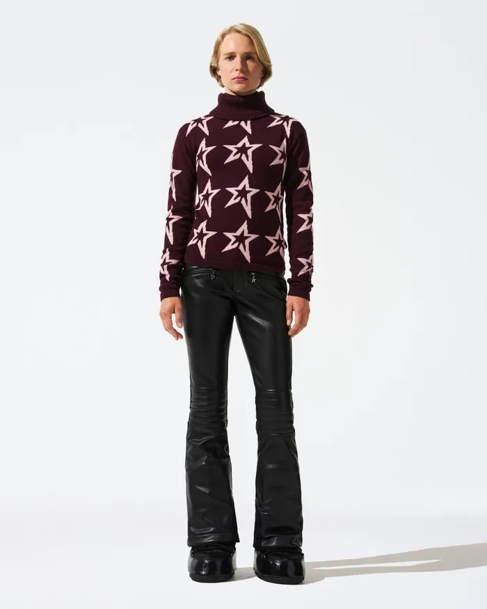 Perfect Moment Star Dust Merino Wool Sweater Burgundy Women Tops