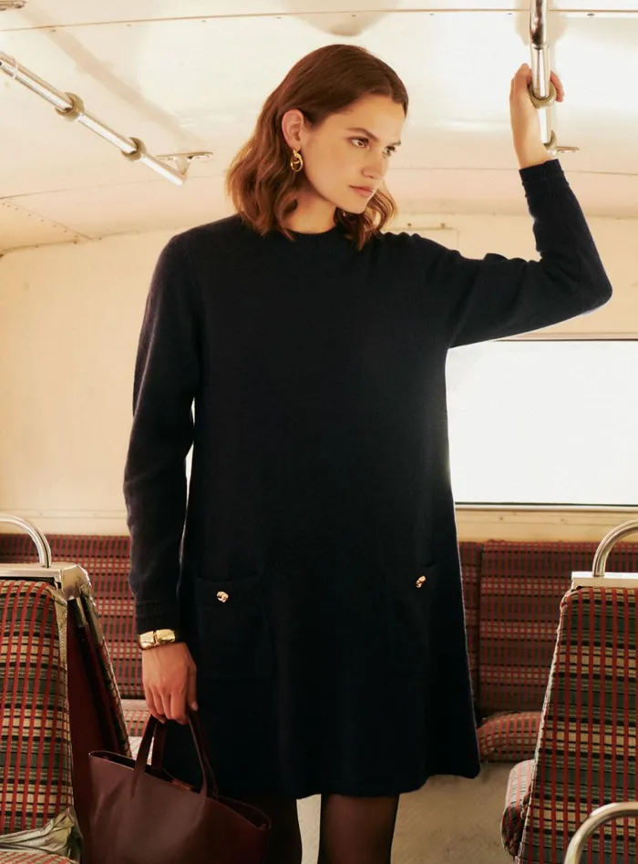 Petite Mendigote Dresses Fw24 Robe Maille Ross Marine 8211 Women