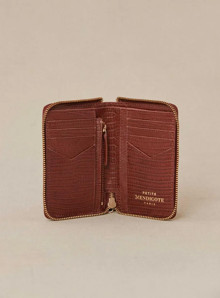 Petite Mendigote Little Leather Shop Fw24 Porte Carte Edouard Serpent Cognac 8211 Women