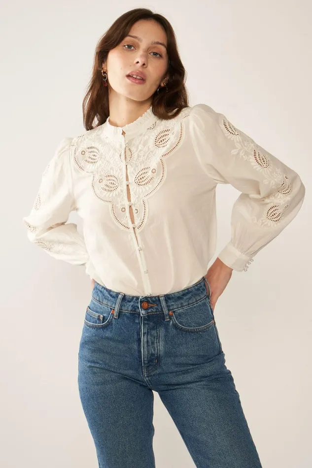Petite Mendigote Tops Blouses Fw24 Top Chemise Taissy Ecru 8211 Women