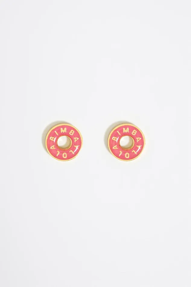 Pink Logo Gold Earrings Pink Women Bimba Y Lola Jewelry